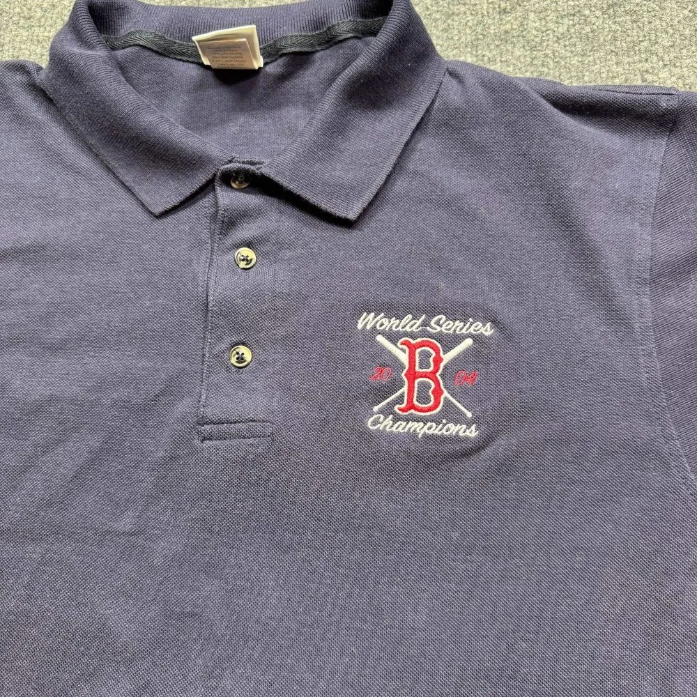 True Fan Boston‎ Red Sox Polo Shirt Mens M Navy World Series 2004 Champions MLB